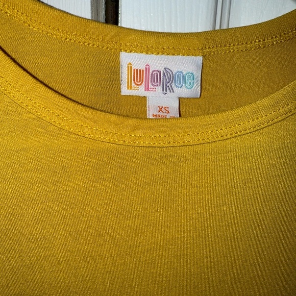 LuLaRoe Maurine Ruffle Flowy Midi Dress Size Extra Small Business Casual Golden - Picture 9 of 9